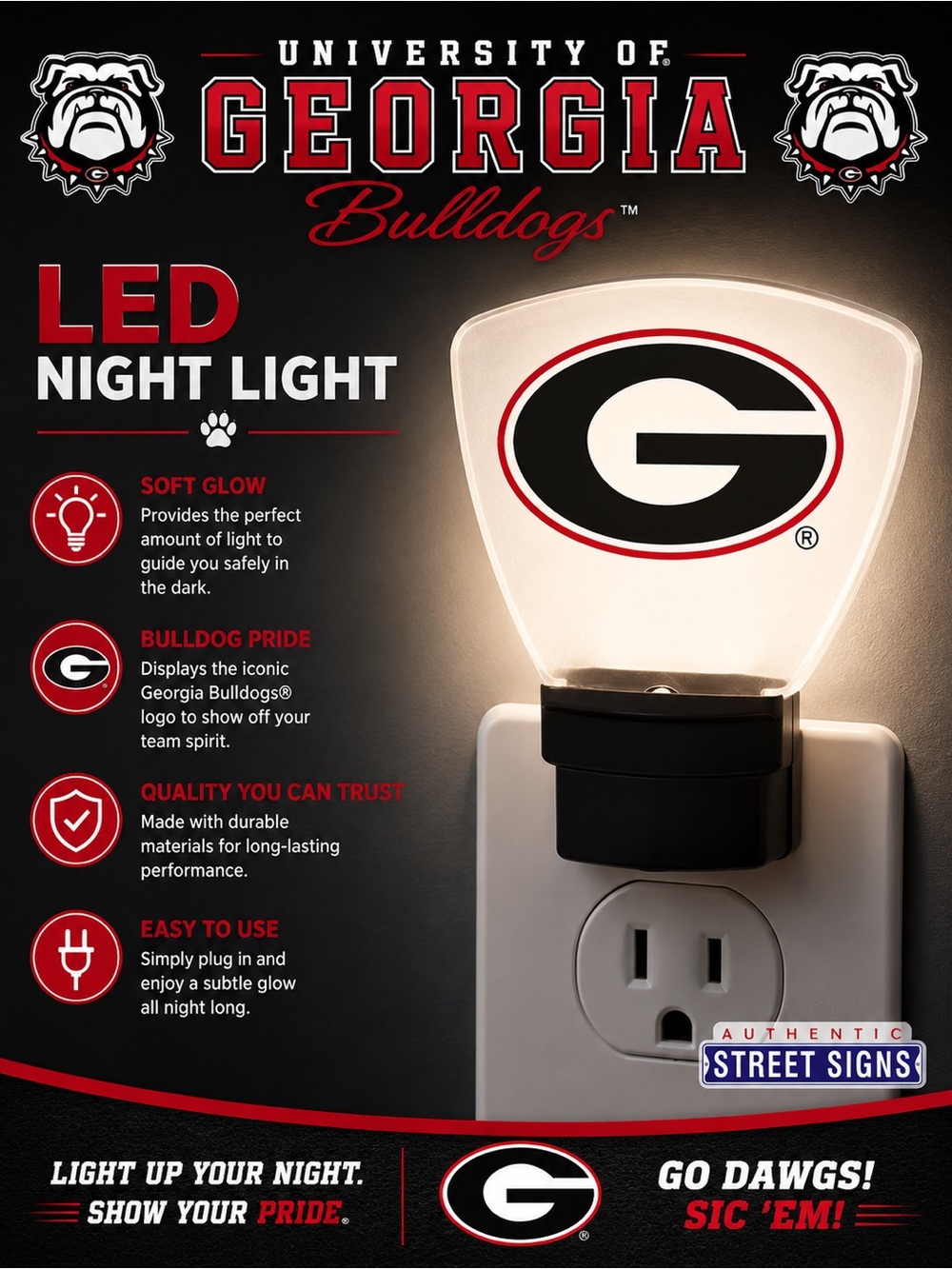Georgia Bulldogs LED Nightlight UGA